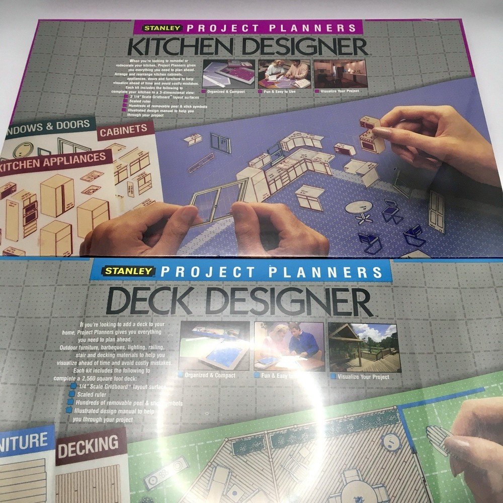 New & Sealed VTG Stanley Project Planner – Deck Designer & Kitchen Designer Pair