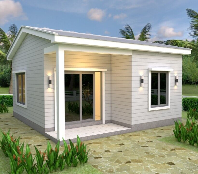 21×21 Feet Tiny House Plans 6.5×6.5 Meter 1 Bed 1 Bath Gable Roof (A4 Hard Copy)