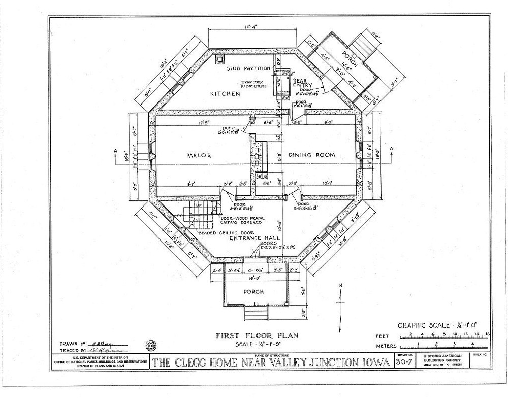 Victorian Style Octagon home, porch, architectural PRINTED PLANS