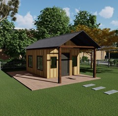DIY Wood Shed Building Plans – 16’x11′, 182 sqft with Wrap Around Deck