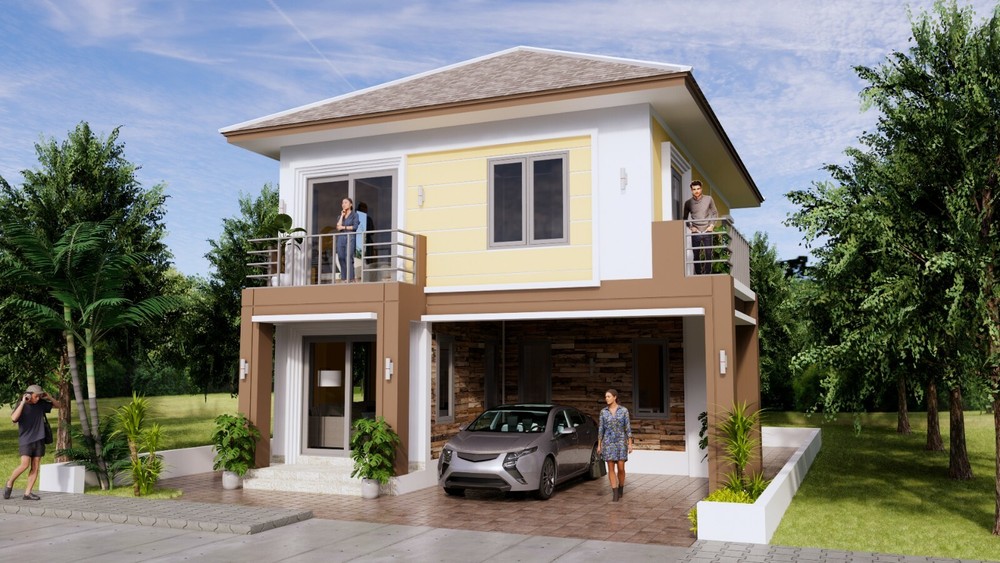 26×33 Feet House Design Plan 8×10 Meter 3 Beds 3 Baths Hip Roof (A4 Hard Copy)