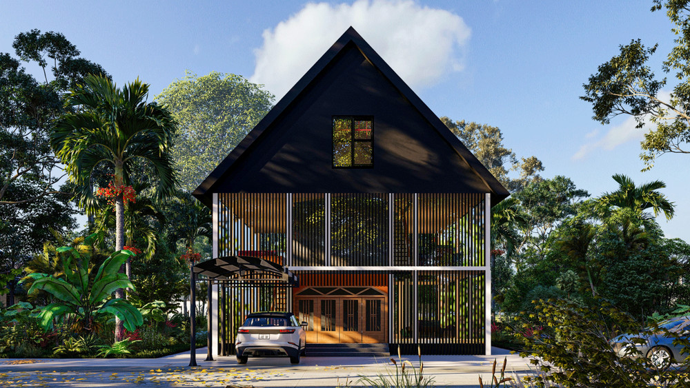 36’x36′ Screened House Plans – Modern Design with Insect Screening, Timber Posts