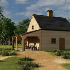 7 Different Car Barn Layouts With Lofts: Three Sets of Elm Barn Plans (eB-430×3)