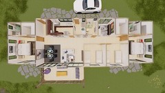 33×69 House plans — 4 Bedroom 3 Bath — 1587 sq ft — PDF Floor Plan