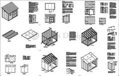 8′ x 12′ Backyard Deluxe Storage Shed Plans Blueprint, Lean-To Design #D0812L
