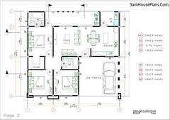 House Plans 12×11 Meter 39×36 Feet 3 Beds 2 Baths Shed Roof (A4 Hard Copy)