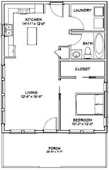 24×30 House — 1 Bedroom 1 Bath — PDF Floor Plan — 720 sq ft — Model 2B