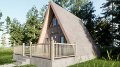 Modern A-frame Cabin Drawing & 3D images ,Material List,CAD file and PDF