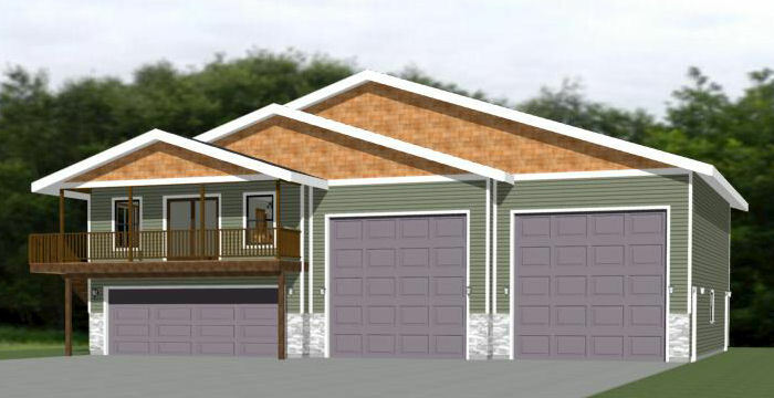 60×50 Apartment with 2-Car 2-RV Garage – PDF FloorPlan – 1,648 sqft – Model 2E