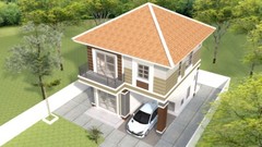 Custom House Plan 23×23 Feet 7×7 Meter 3 Beds 3 Bath Hip Roof PDF (A4 Hard Copy)