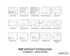 28′ x 28′ Modern Vacation Cabin Architectural Plans 1025SF – PDF Download