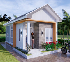 13×30 Small House Plans 4×9 Meter 2 Bed 1 Bath Gable Roof PDF & (A4 Hard Copy)