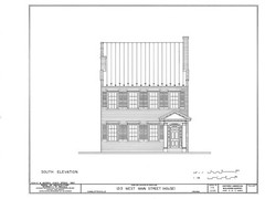 American Colonial Brick Townhouse, traditional narrow lot home, printed plans