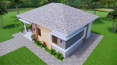 Small House Plan 30×23 Feet 9×7 Meter 2 Beds 1 Bath Hip Roof PDF (A4 Hard Copy)