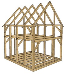 Timber Frame Shed/Barn Plans size 14′ x 16′, printed plans on 8 1/2×11 new