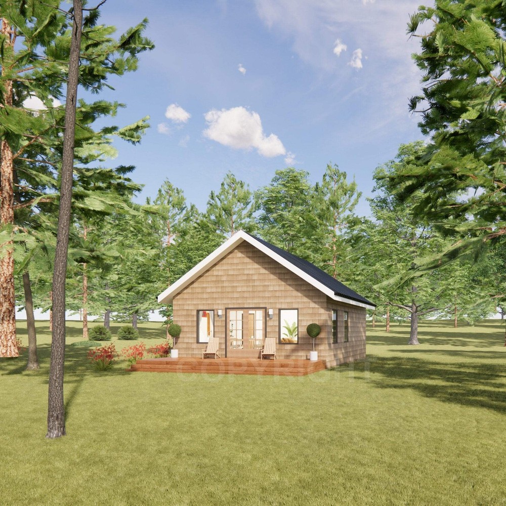 Smokies Cabin Plans 24×28 – Modern Cottage Blueprints – Vacation Home Design