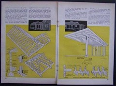 2 Carport Designs 1951 How-to Build PLANS Car Port / Garage