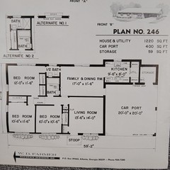 MCM 1966 House Blueprint Plans W.D. Farmer Homes Plan #246 1220 sf 60s Ranch Vtg