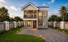 Modern 4 Bedroom House plan (Hybrid Roof Design)