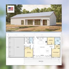 Nordic Barndominium Modern House Open Plan Design 80 x 32 – 3 Bed 2 Bath Drawing