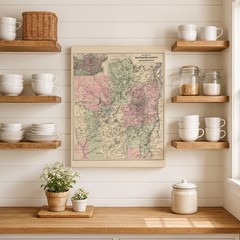 New York Wilderness & Adirondacks Antique Map Vintage Upstate Travel Wall Art
