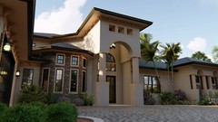 CADFILE BLUEPRINTS MEDITERRANEAN TWO STORY HOUSE PLAN ARCHUP #105M