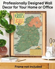 Erin’s First Families Ireland Vintage Genealogy Map Irish Surnames Illustration
