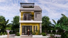 Small House Design 5.5×8 Meter 18×26 Feet 3 Beds 4 Baths Gable Roof A4 Hard Copy