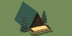 A-Frame Cabin House Plans 1344 sq.ft. with Outdoor Deck FREE SHIPPING