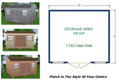 14×16 Storage Shed Plans Package, Blueprints, Material List & Instructions