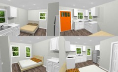 16×16 Tiny Duplex — 441 sq ft — PDF Floor Plan — Model 2K