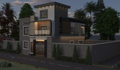 Modern House Design with Front Elevation Architectural Dwg (35×45) 3d View
