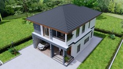 Small House Design 8×10 Meter 27×40 Feet 4 Beds 3 Baths Hip Roof (A4 Hard Copy)