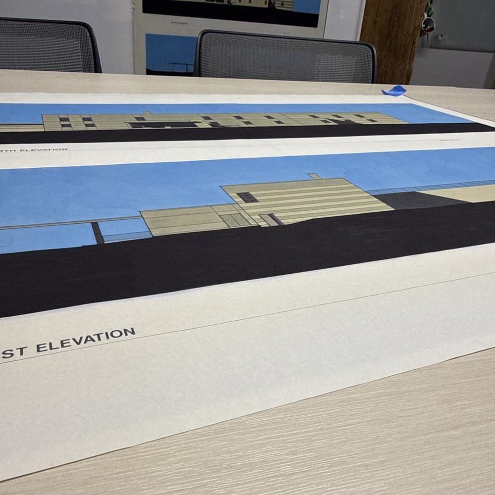Modernist Architectural Elevation Prints Set of 7 Large 30×40 Paper Drawings