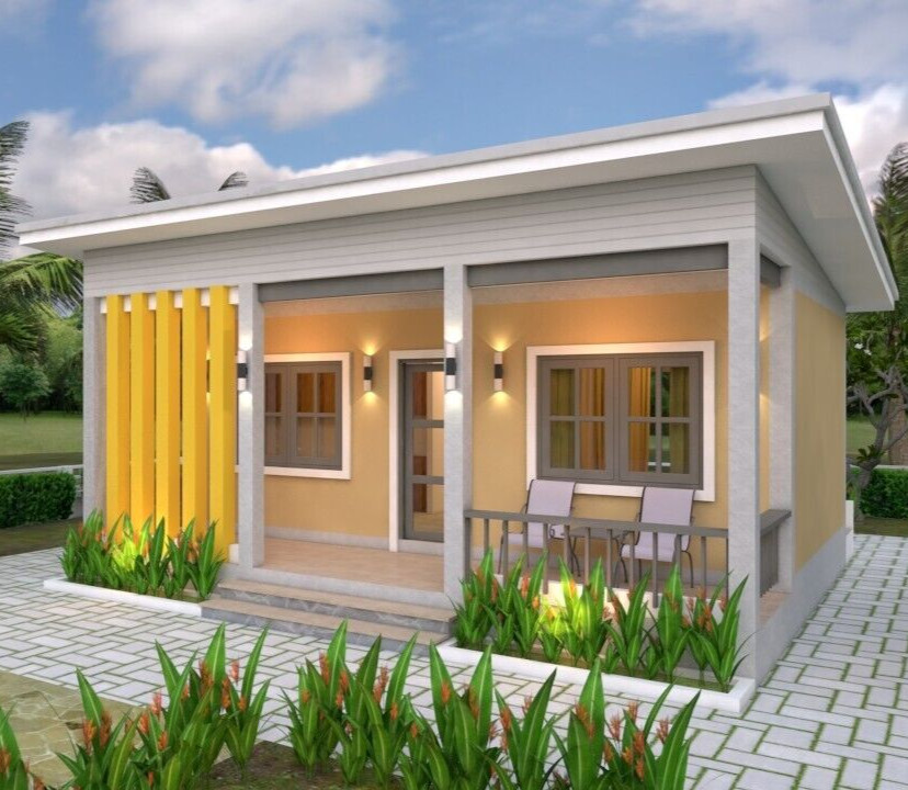 23×21 Feet Tiny House Plan 8×6.5 Meter 1 Bed 1 Bath Shed Roof PDF (A4 Hard Copy)