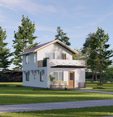 Custom Tiny Modern Cottage 2 Story House Plan with 2 Beds 2 Baths PDF & FREE CAD