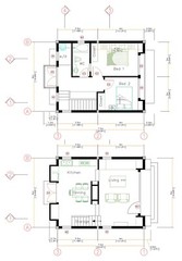 20×24 Feet House Plans 6×7.5 Meter 2 Bed 1 Bath Hip Roof PDF Plan (A4 Hard Copy)