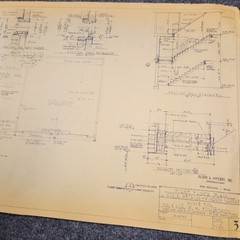 Vintage House Blueprint 33×17 1964 Mid Century Modern Drawing Art Glen Ellyn IL