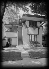 Frank Lloyd Wright, Prairie School, house plans, narrow lot, PRINTED