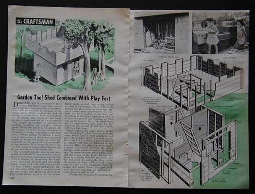 2 Story Combo Tool Shed & Play Fort 1960 How-To build PLANS