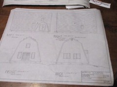 MODIFIED A-FRAME CABIN PLANS HAND-DRAWN ARCH COPIES 1400 SQ FT . HOBBY ROOM.