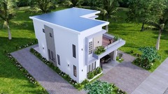 26×33 Feet House Design Plan 8×10 Meter 3 Beds 3 Baths Shed Roof (A4 Hard Copy)