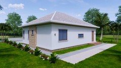40×30 Feet House Plan 12×9 Meter 3 Beds 2 Baths Hip Roof PDF Plan (A4 Hard Copy)