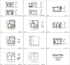 20×20 Feet One Bedroom Small House Plan 6×6 Meter 2 Bath Shed PDF (A4 Hard Copy)