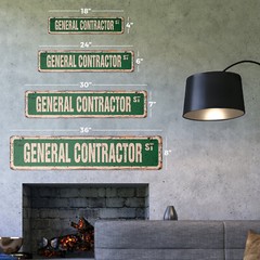 GENERAL CONTRACTOR Vintage Street Sign blueprints home house build architect