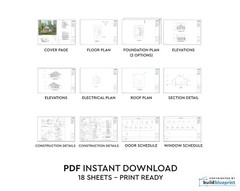 30 x 30 American Cottage Architectural & Construction Plans – PDF Download