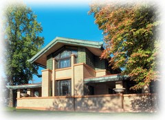 Frank Lloyd Wright’s Dana House Prairie Style home, detailed architectural plans