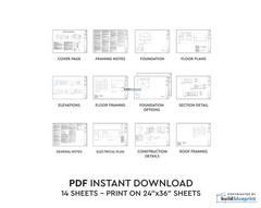 30×50 Lean Modern Cottage Custom Architectural Plans 1500SF – PDF Download