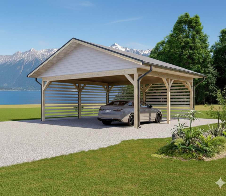 24’x24′ Carport plans/ Double Car Carport Blueprints/Wood Pavilion Construction