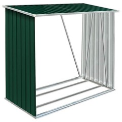 Firewood Rack Log Storage Holder Stand with Roof Galvanized Steel 64.2″ vidaXL